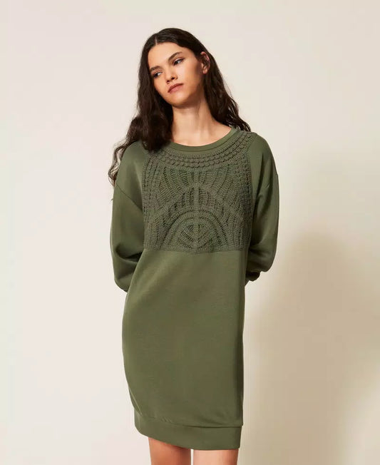 Abito corto in tessuto scuba con crochet - TWINSET