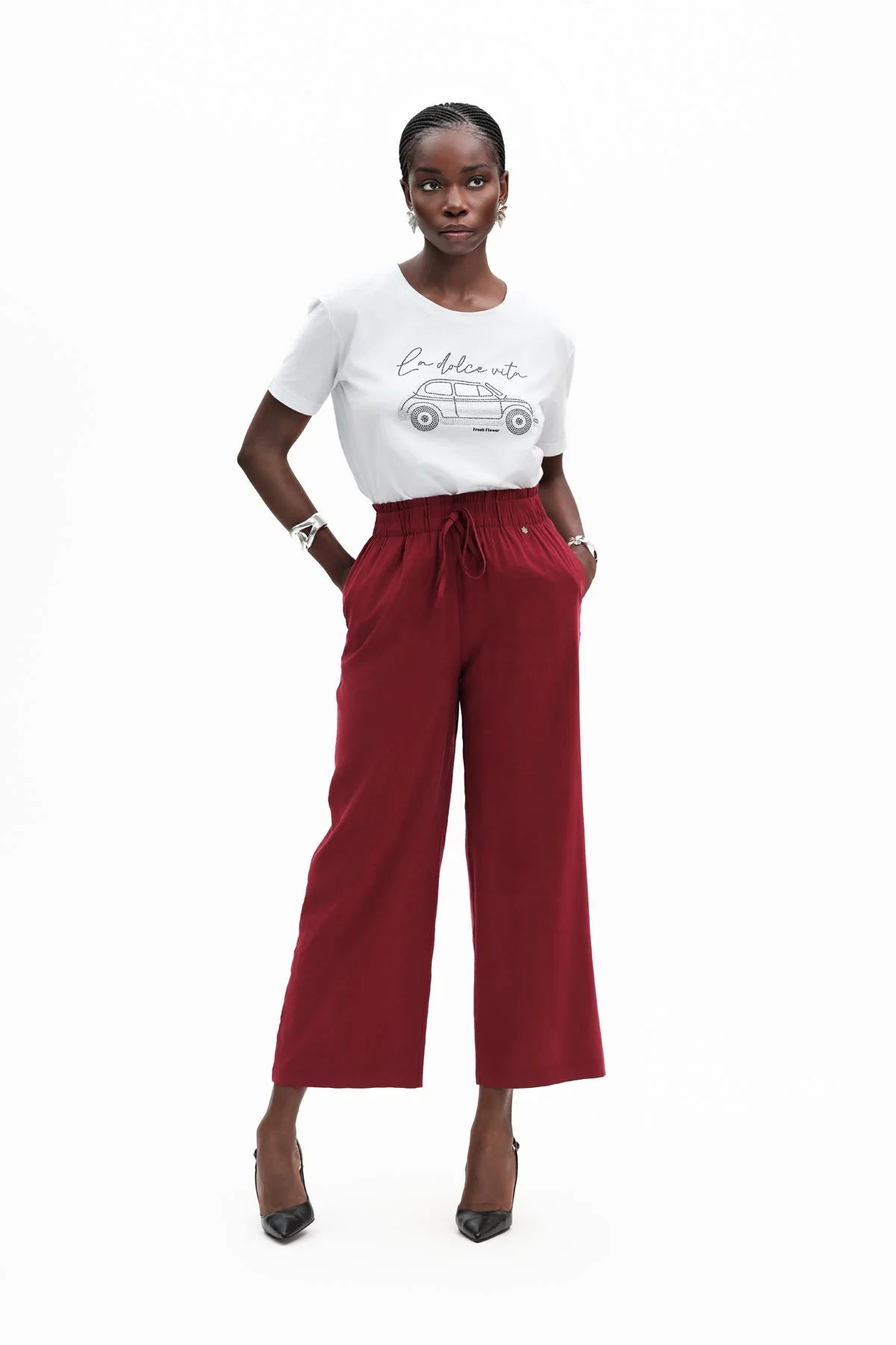 T-SHIRT OVER CON 500 STRASS - FRESH FLOWER