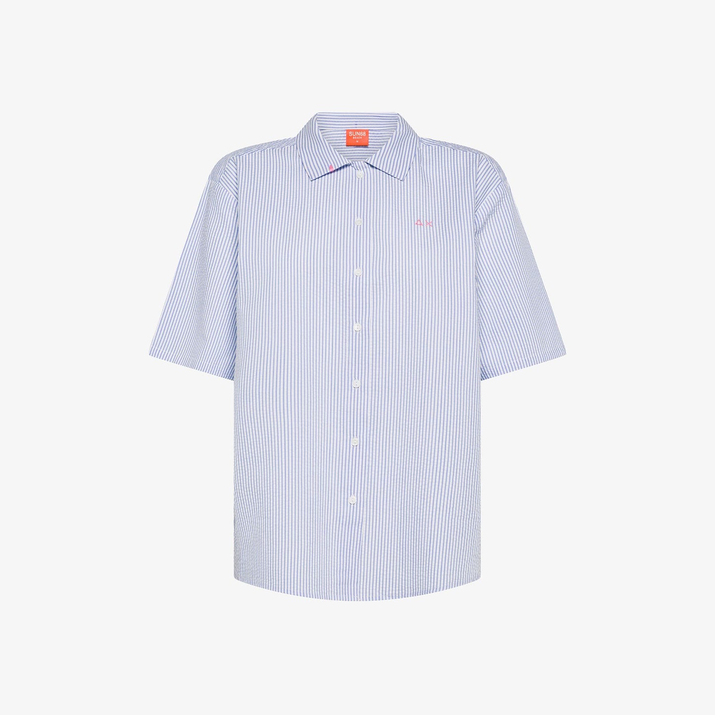 Camicia in misto cotone a righe bianco - SUN 68