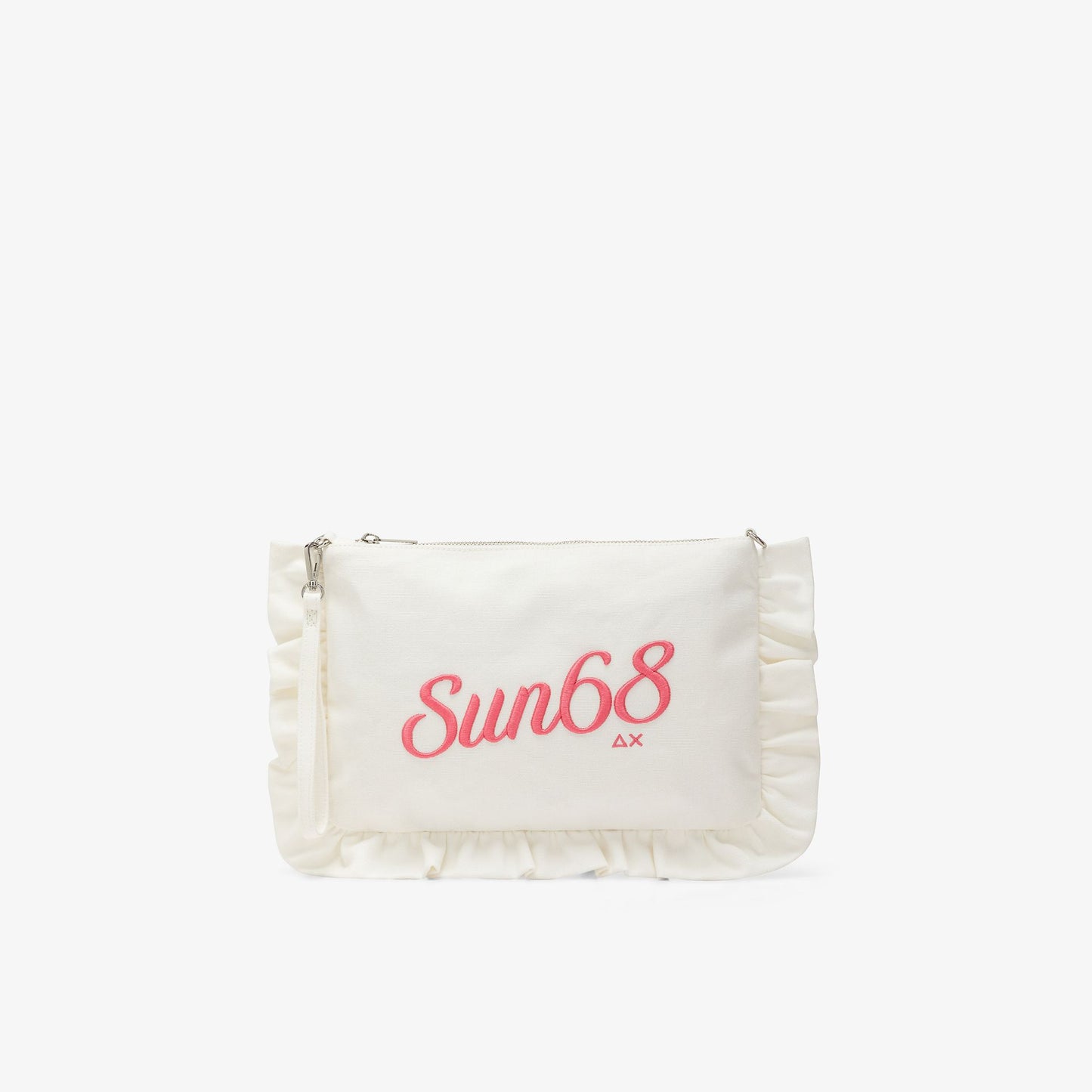 Pochette in tela di cotone con rouches bianco panna - SUN 68