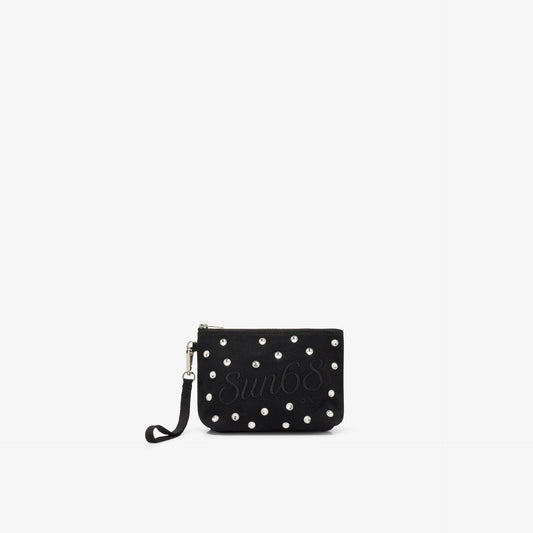 Pochette in tela di cotone con strass - SUN 68