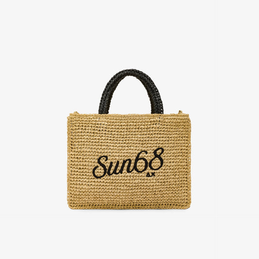 Shopping bag media in rafia beige - SUN 68